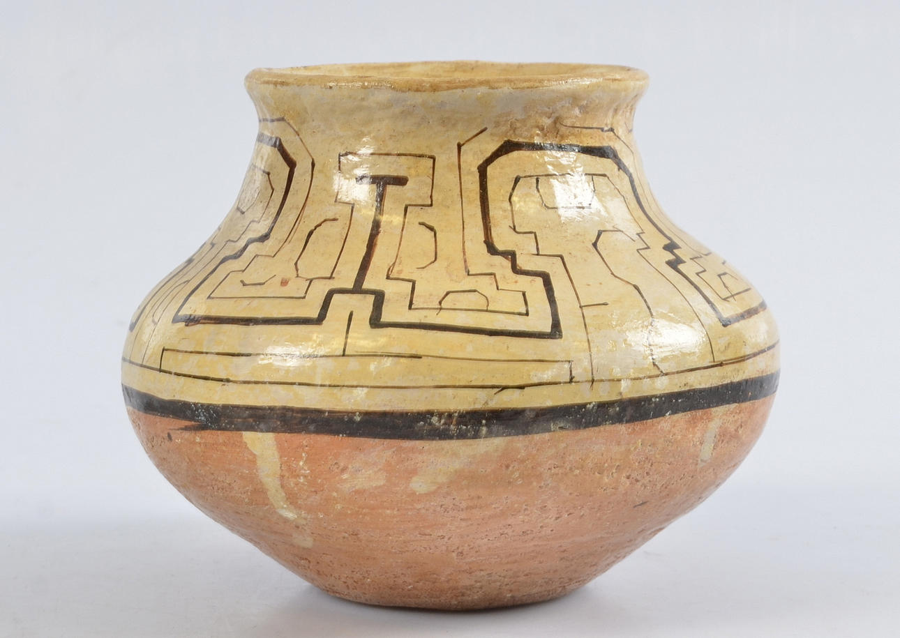 URNA orientalisk, bemålad kermamik, 1800-tal.