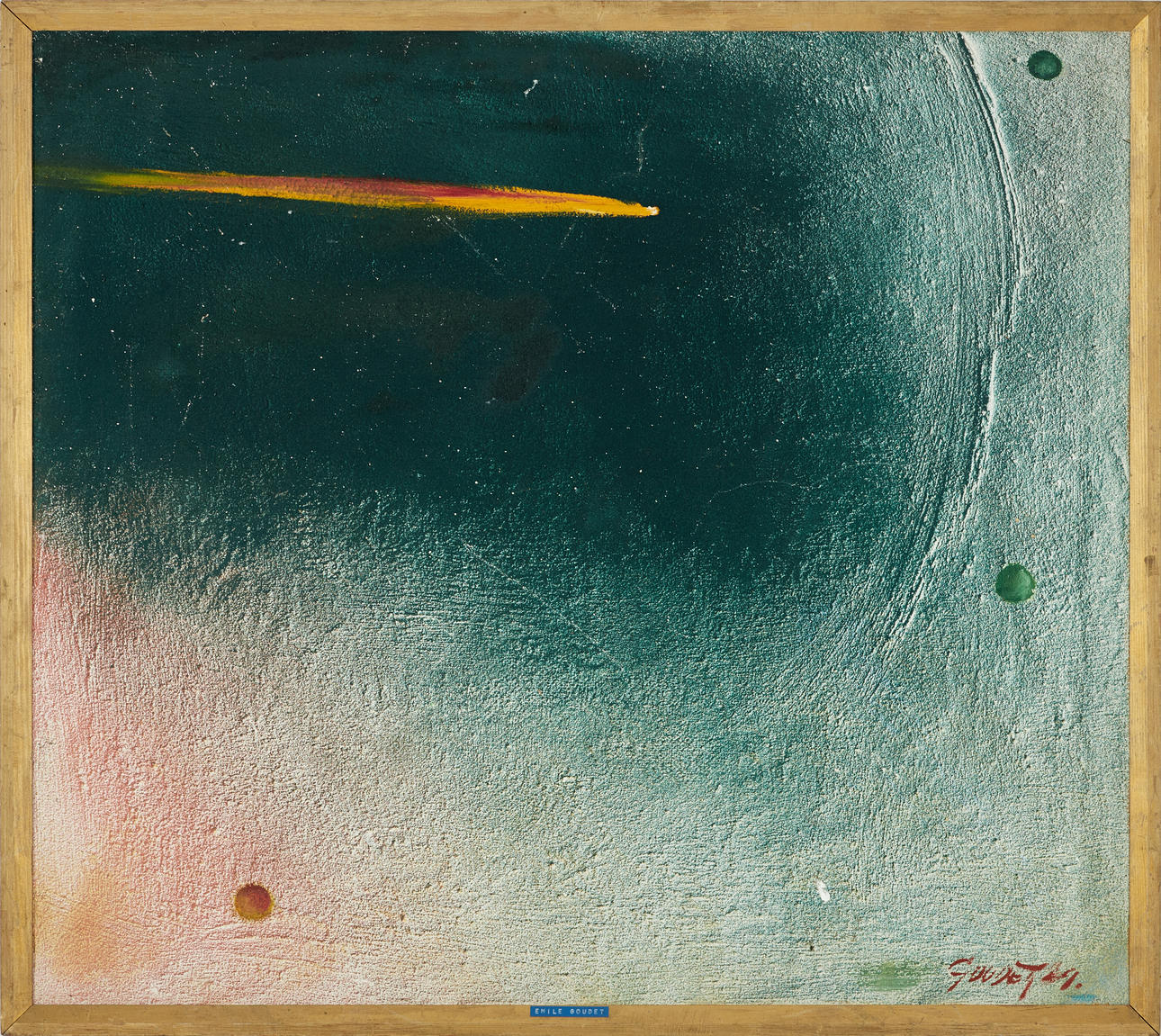 EMILE GOUDET. Abstract composition, signed and dated Goudet -69, oil on canvas.