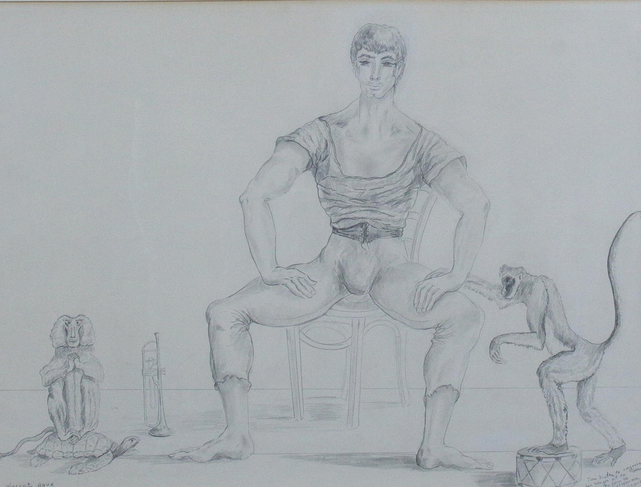 VINCENT ROUX (1928-1991). Pencil drawing, '' St. Tropez '' (1978). Art ...