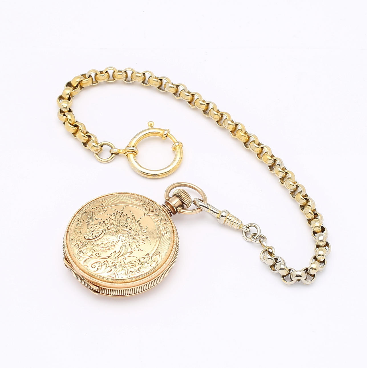 SAVONETT, Elgin, 14K guld. Totalvikt ca 51,4 g.