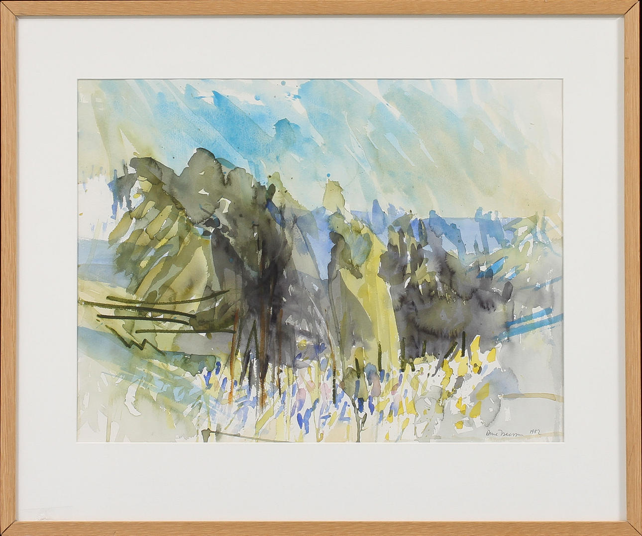 ARNE ISACSSON. "Skogslandskap Järane", akvarell, signerad och daterad 1982.