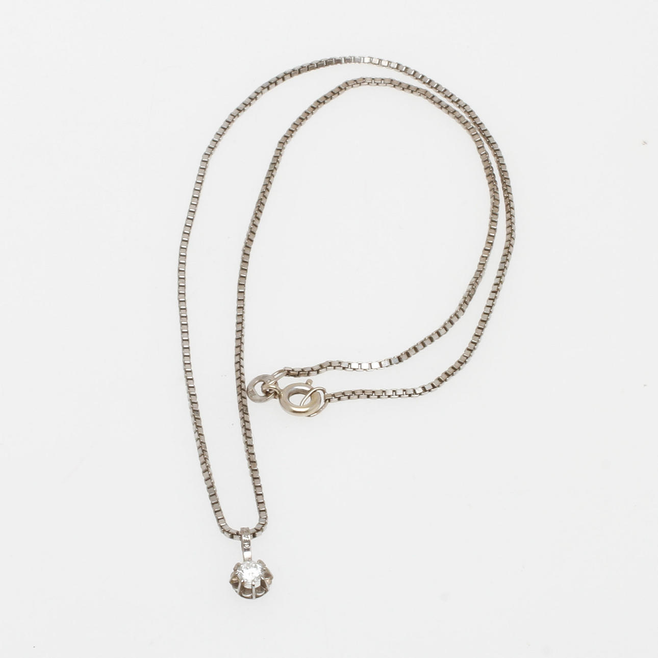 HALSBAND och HÄNGE med briljant 0,22 ct, vitguld 18k, 6,2 gram.