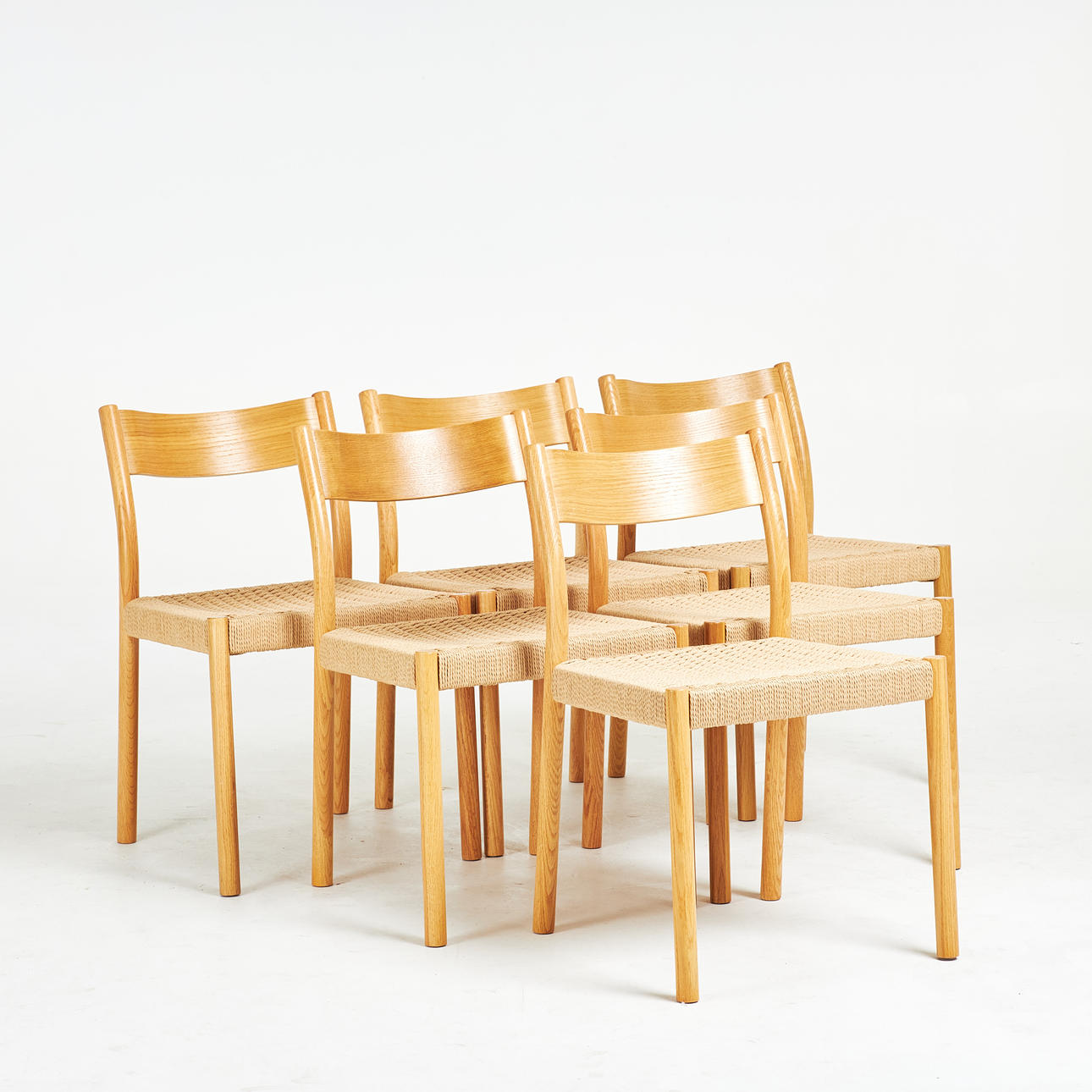 STOLAR, 6 st, ek, flätad sits, samtida.