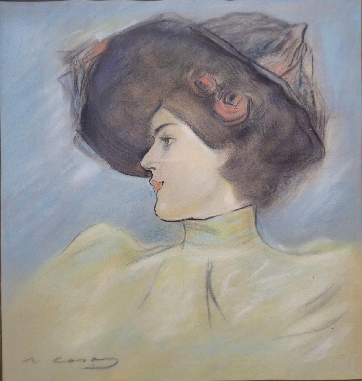 Modernist female portrait. Signed 