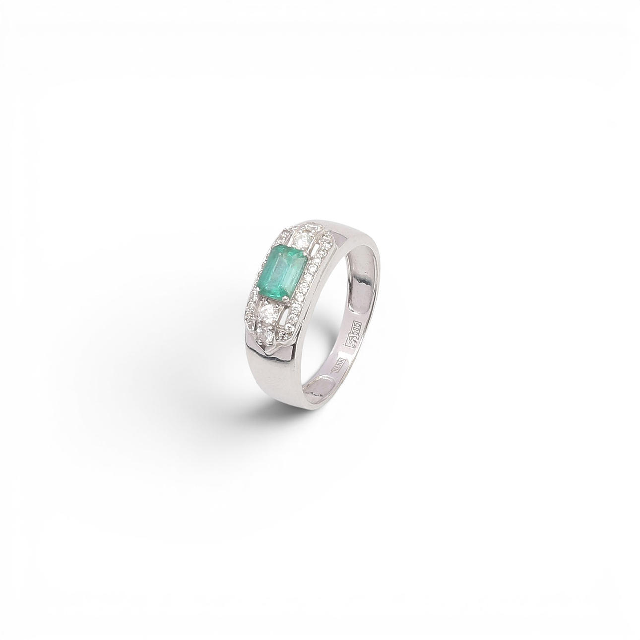 Art Deco style diamonds and emerald ring.