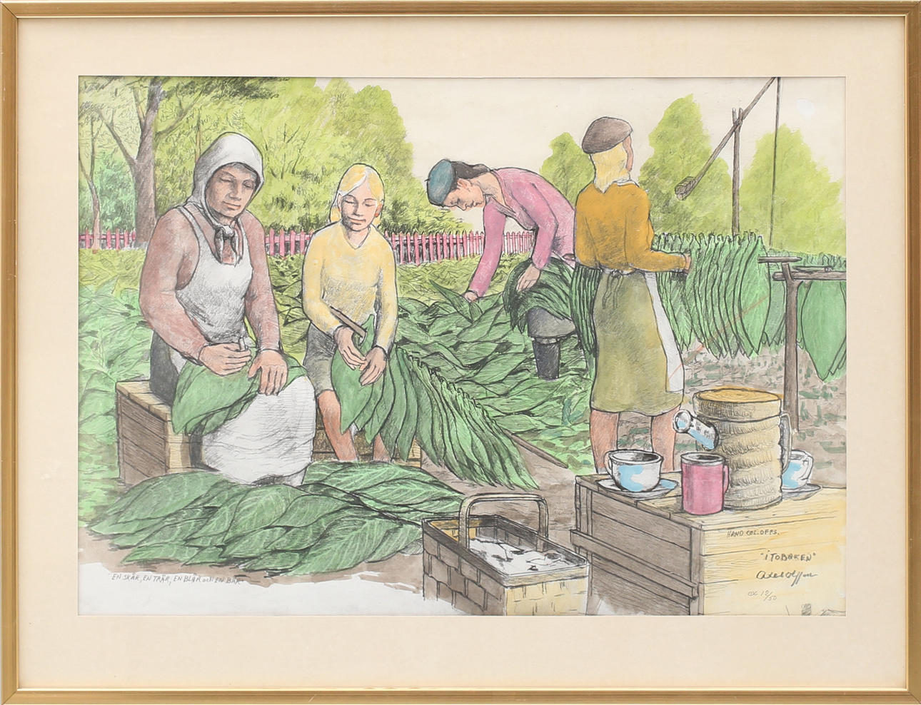 AXEL OLSSON. "En skär, en trär, en blär, en bär"färglitografi nr 12/50, signerad.