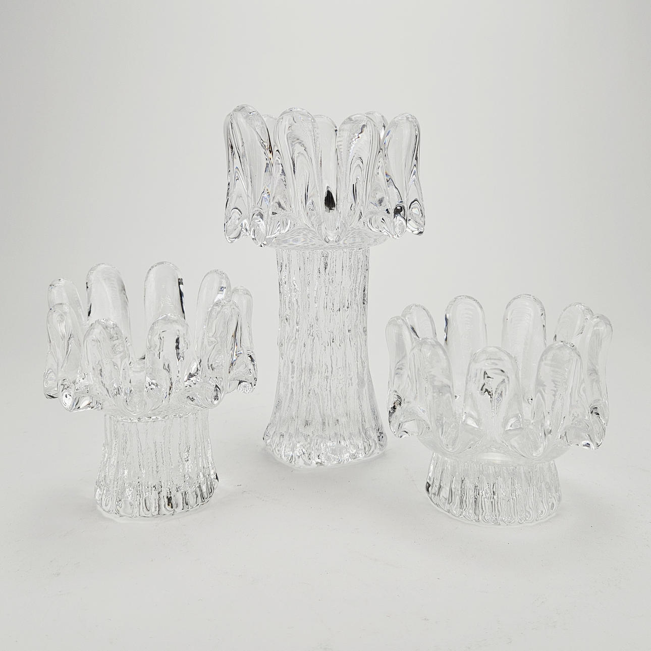 GÖRAN WÄRFF. Ljuslyktor, 3 st, glas, "Solros", Kosta.