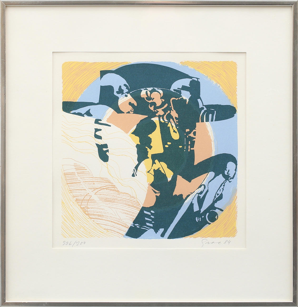 KNUT GRANE. Lester Blues 1-III, färglitografi nr 296/300, signerad Grane och daterad -84.