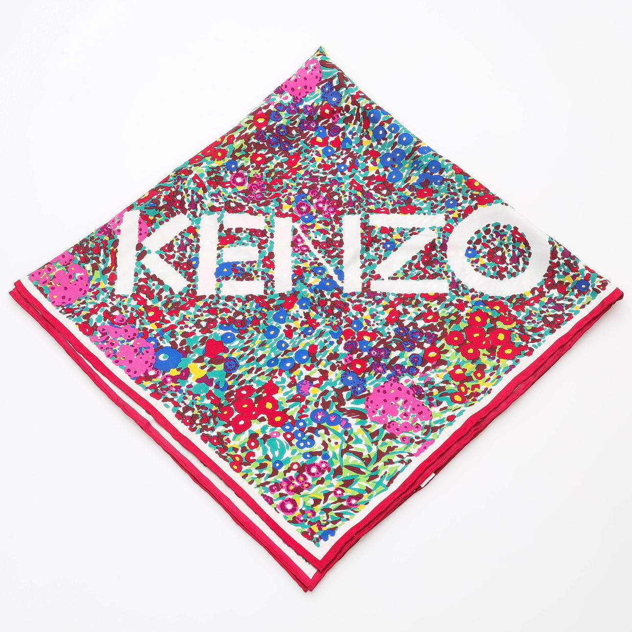 KENZO. Scarf, siden, floral dekor.