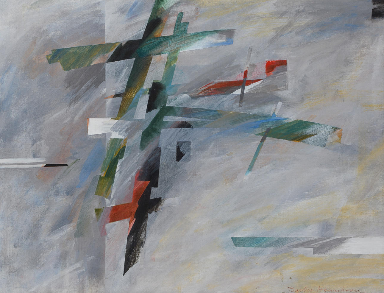 BARBRO HENRIKSON. Abstract composition, oil on canvas, signed.