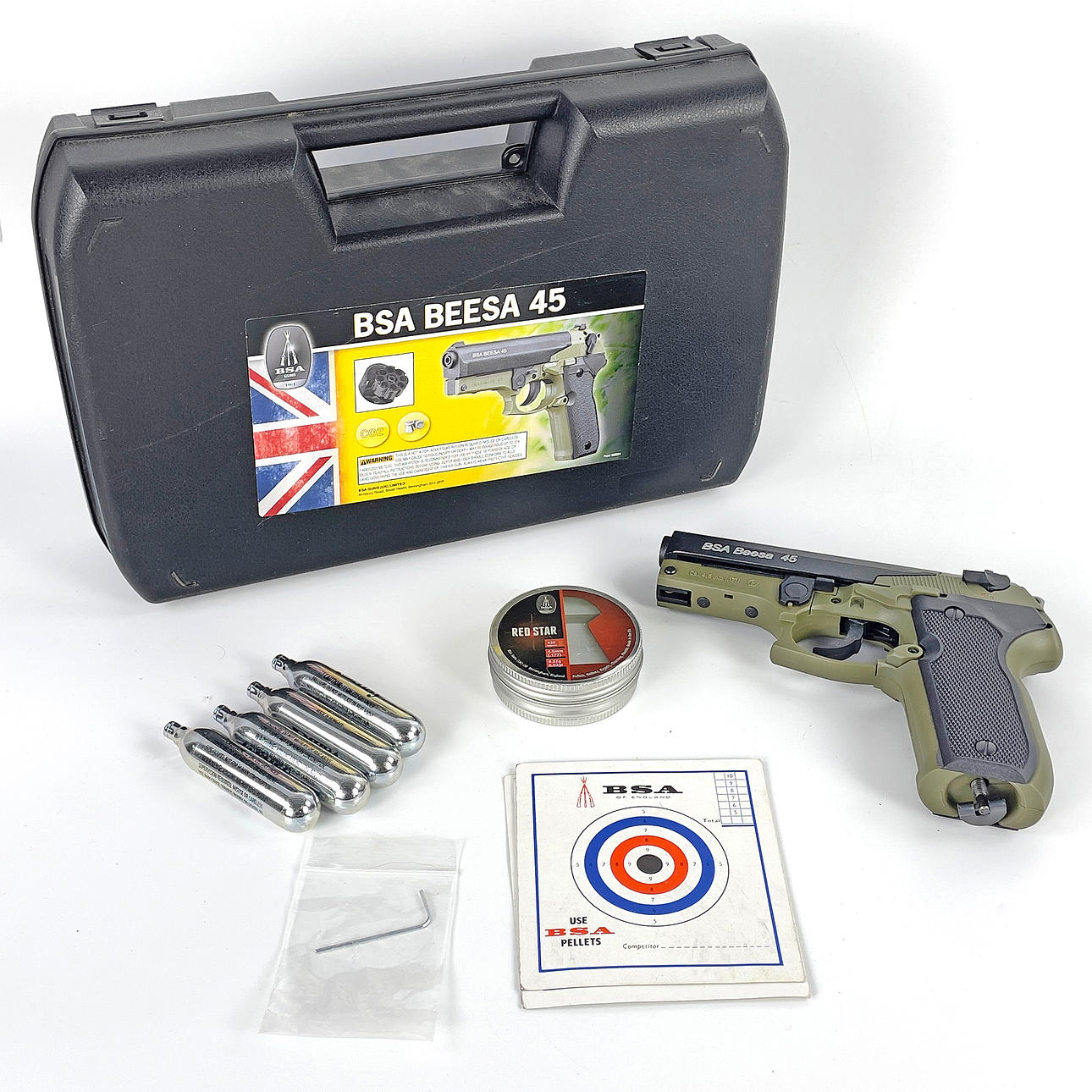 AIR PISTOL. BSA, BEESA 45 CO2, with accessories.