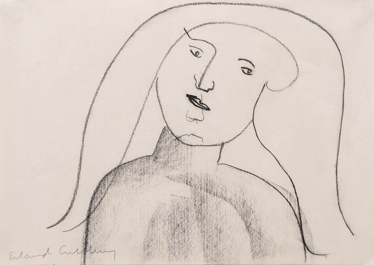 ERLAND CULLBERG. Teckning, krita, signerad.