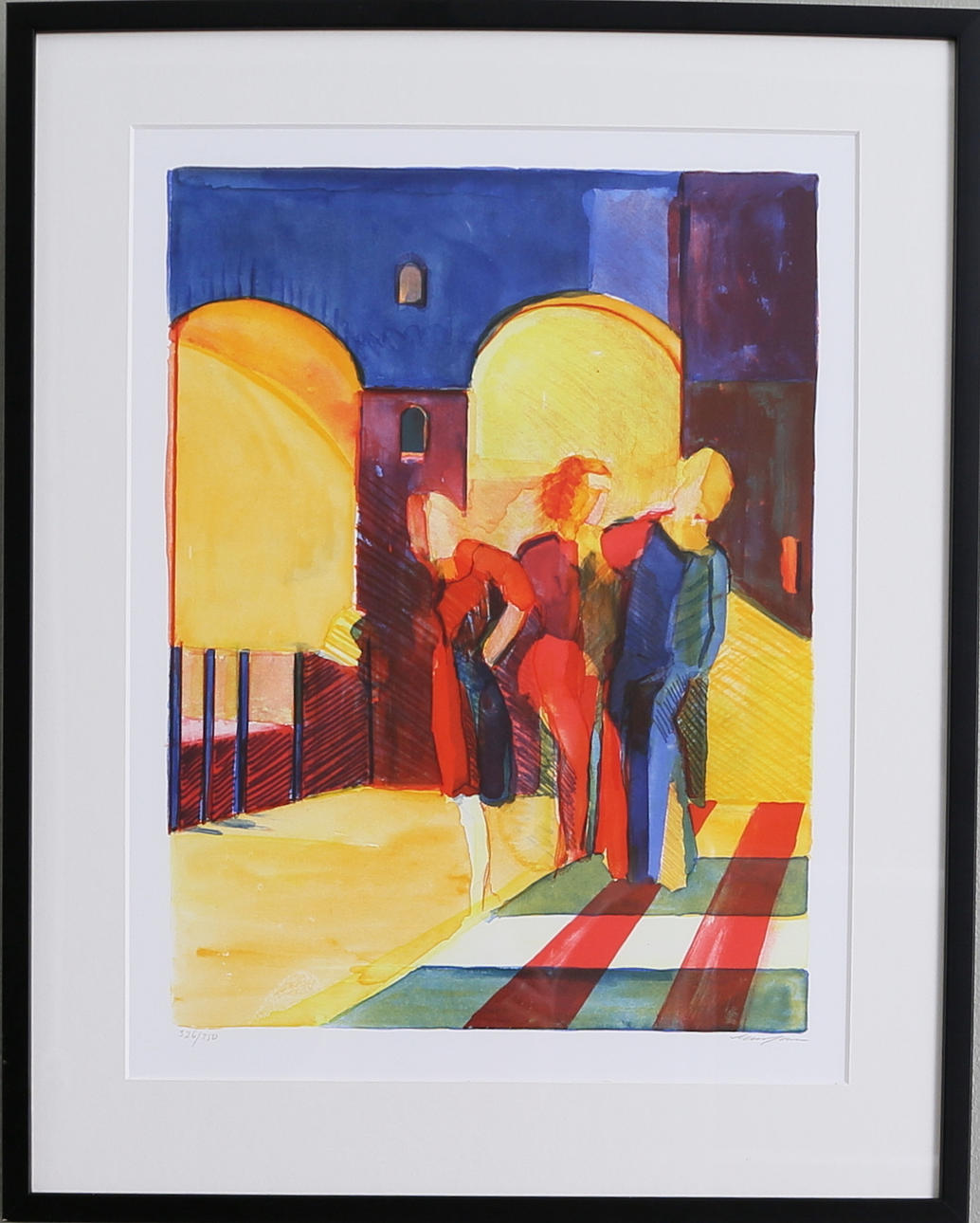 ELISABET JANSSON. Stadspromenad, färglitografi, 326/350, signerad.