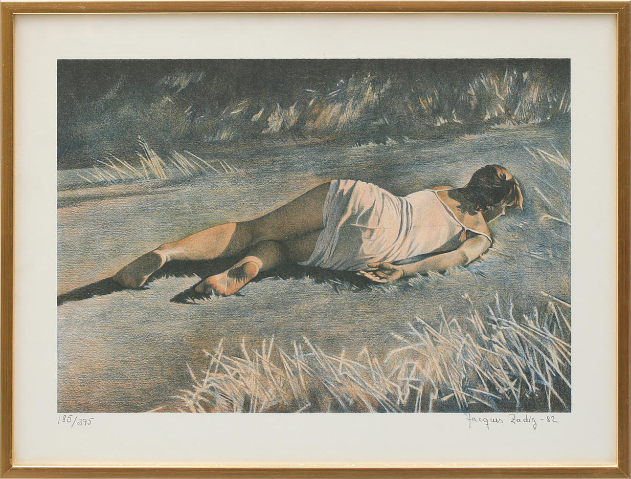 JACQUES ZADIG. Vilande kvinna, färgserigrafi nr 185/375.