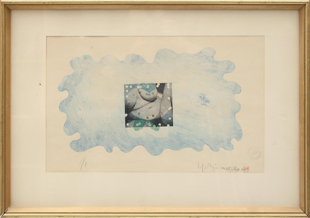 YOSHIO NAKAJIMA. Komposition, mix media, signewrad.