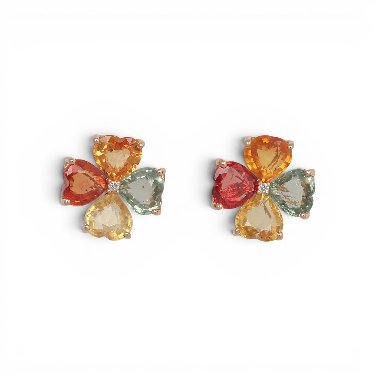 Coloured sapphires floral earrings.
