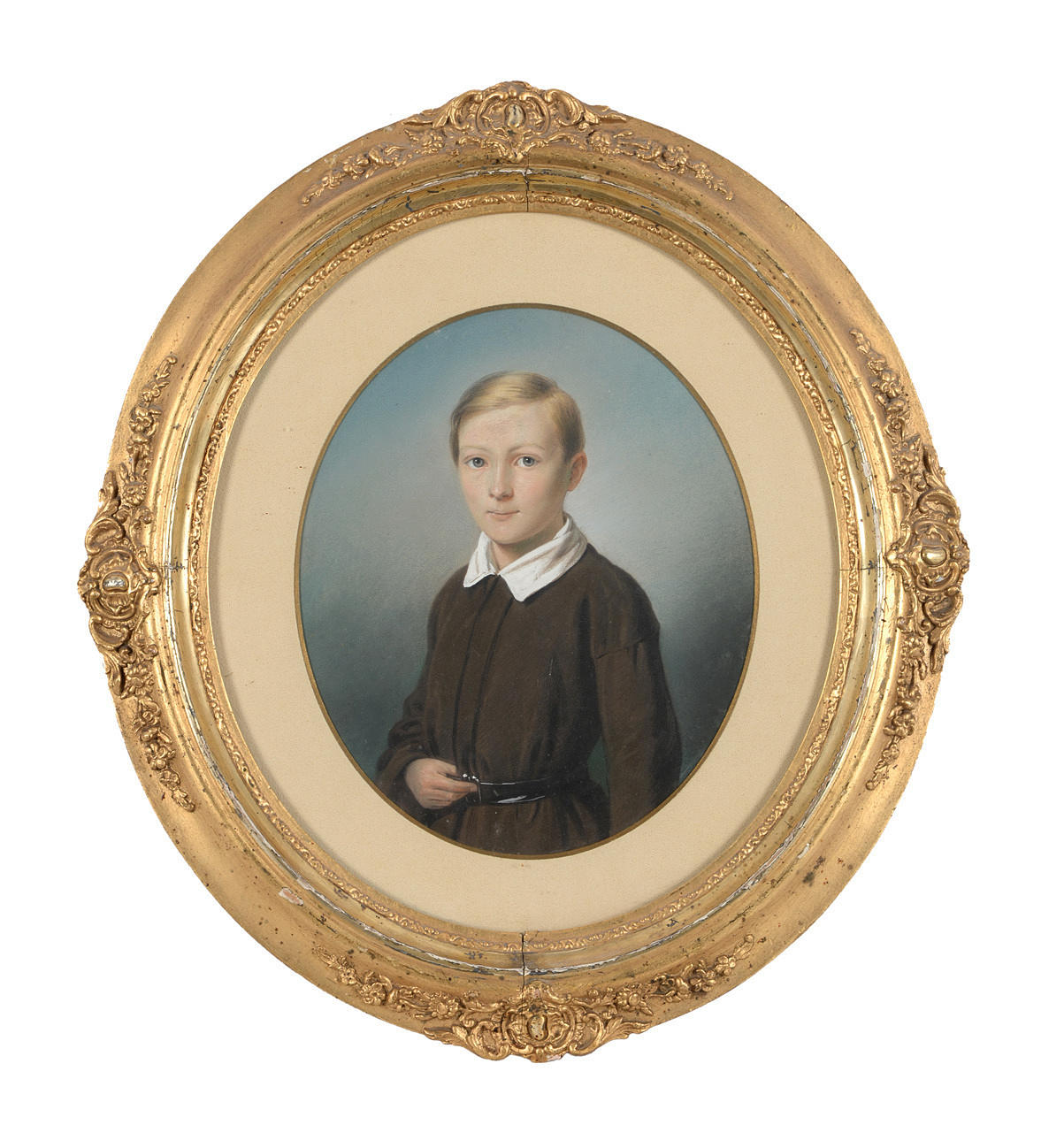 LUDWIG MOST. Biedermeierporträtt, pastell på papper.