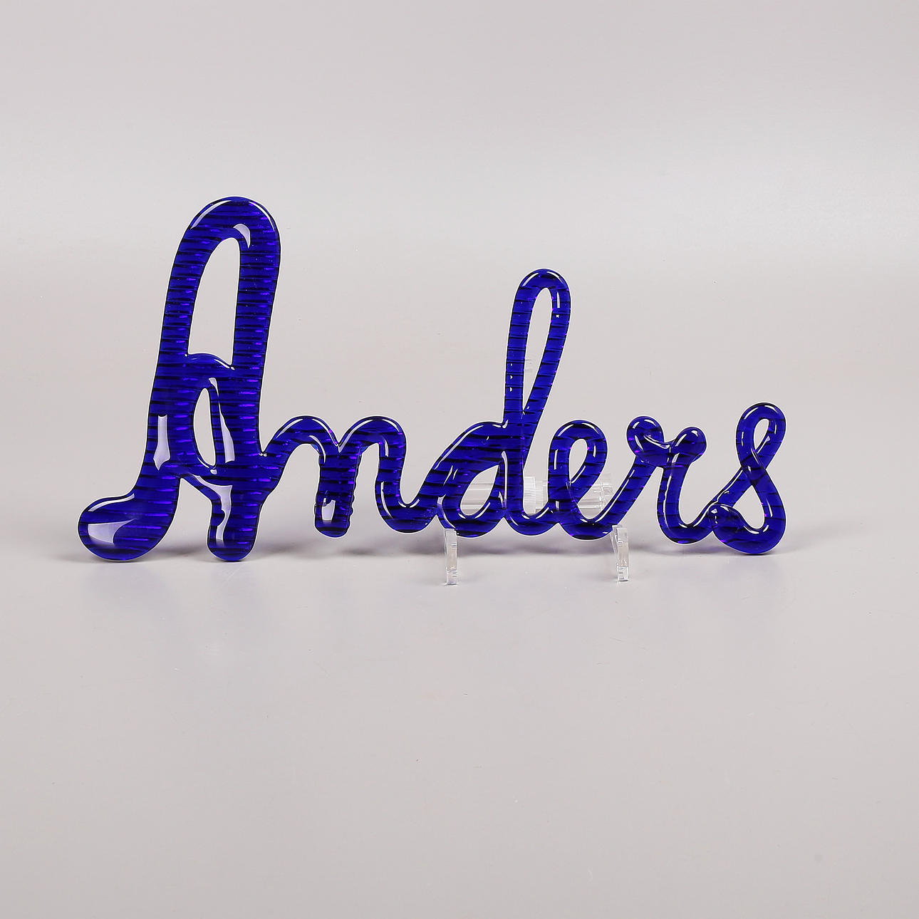 ANDERS, namnskylt i glas, Bergdala, 1970-tal.