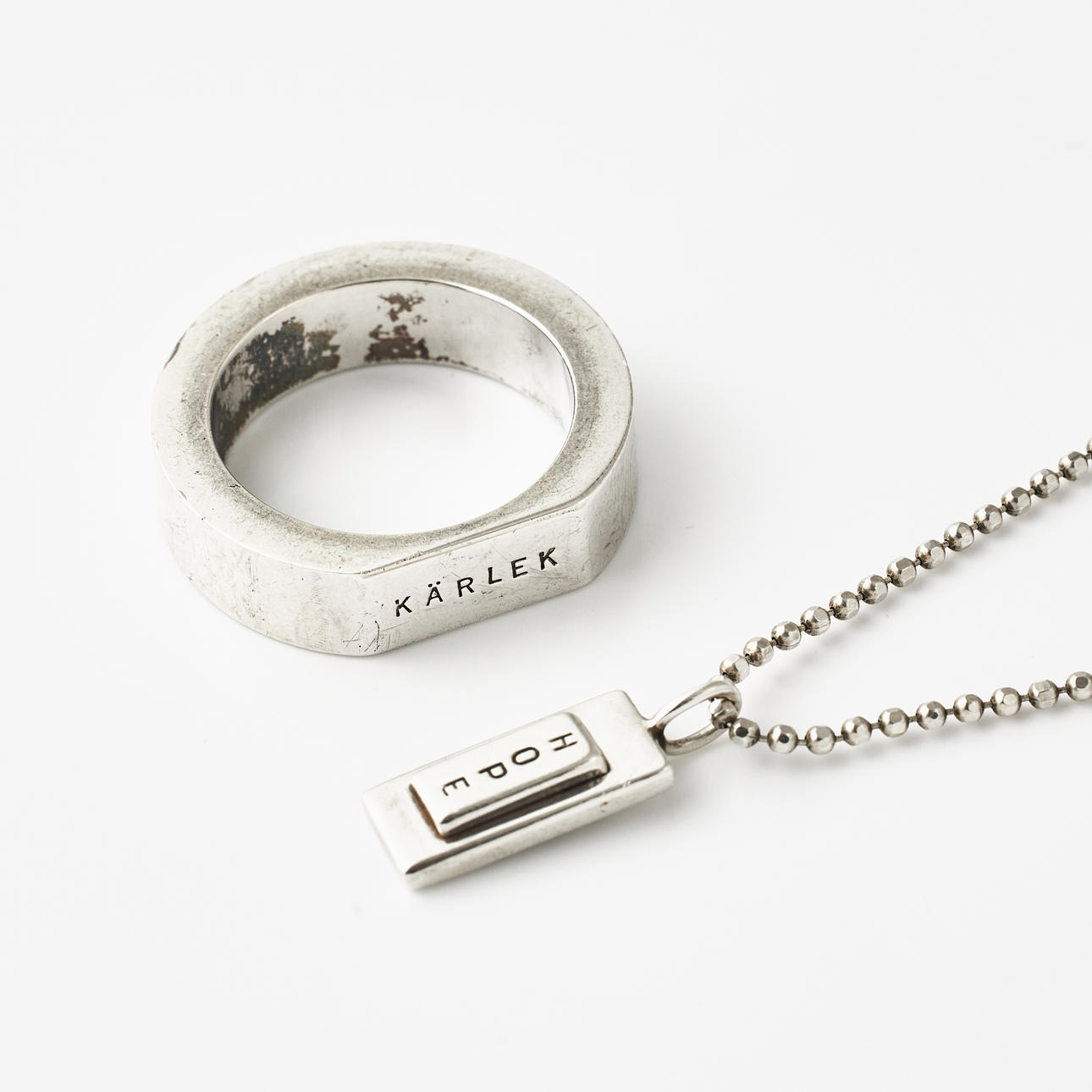 EFVA ATTLING, Halsband, "Hope", Ring, "Kärlek", sterlingsilver.