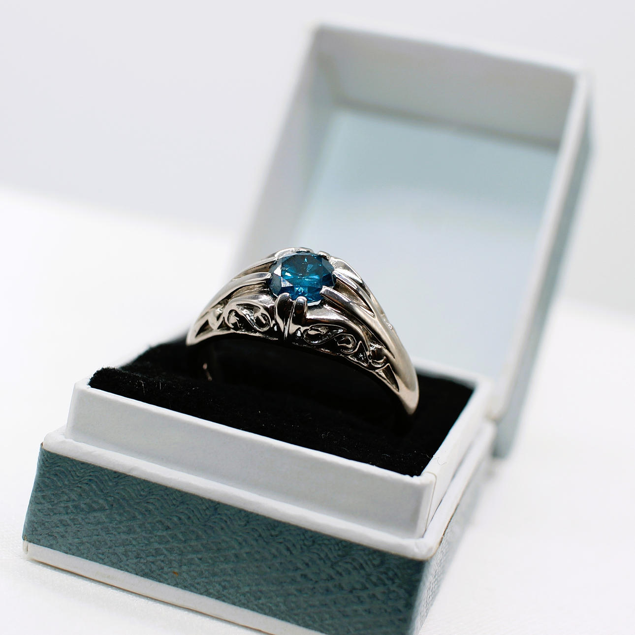 CERTIFIED BLUE DIAMOND SOLITAIRE RING.