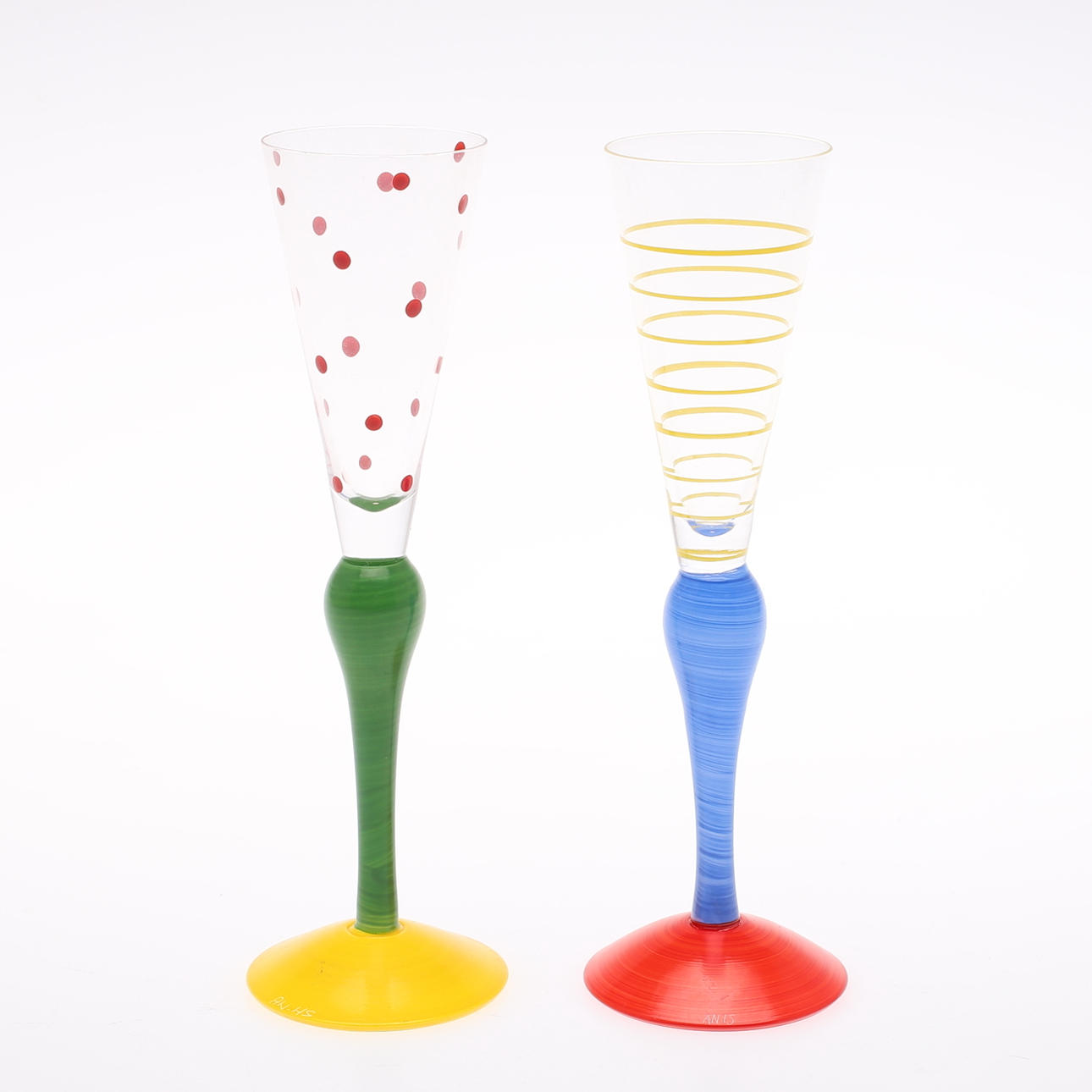 SNAPSGLAS, 2 st, glas "Clown", Anne Nilsson, Orrefors.