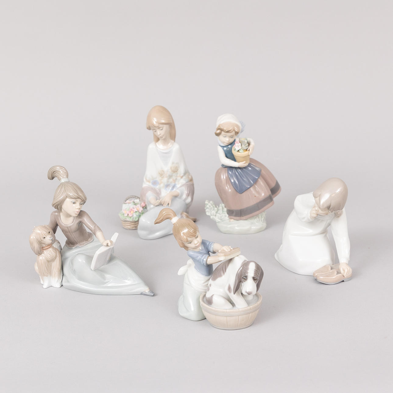 FIGURINER, 5 st, porslin, Lladro, Spanien.