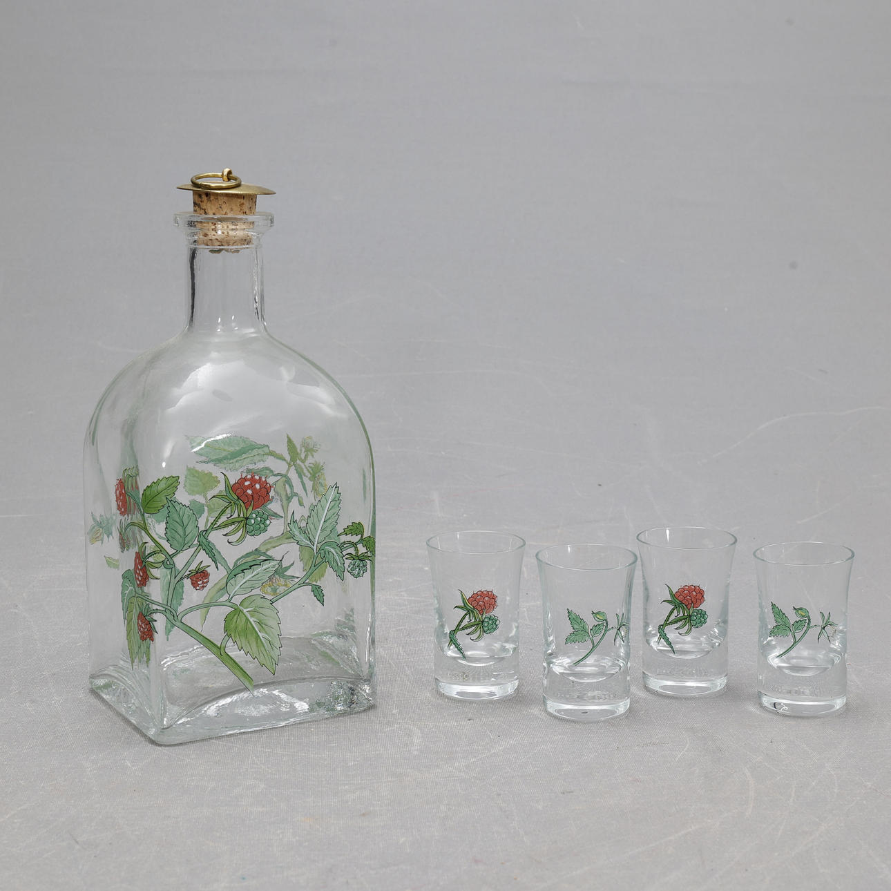 PLUNTA med 4 glas, Holmegaard, Danmark, 1900-tal.