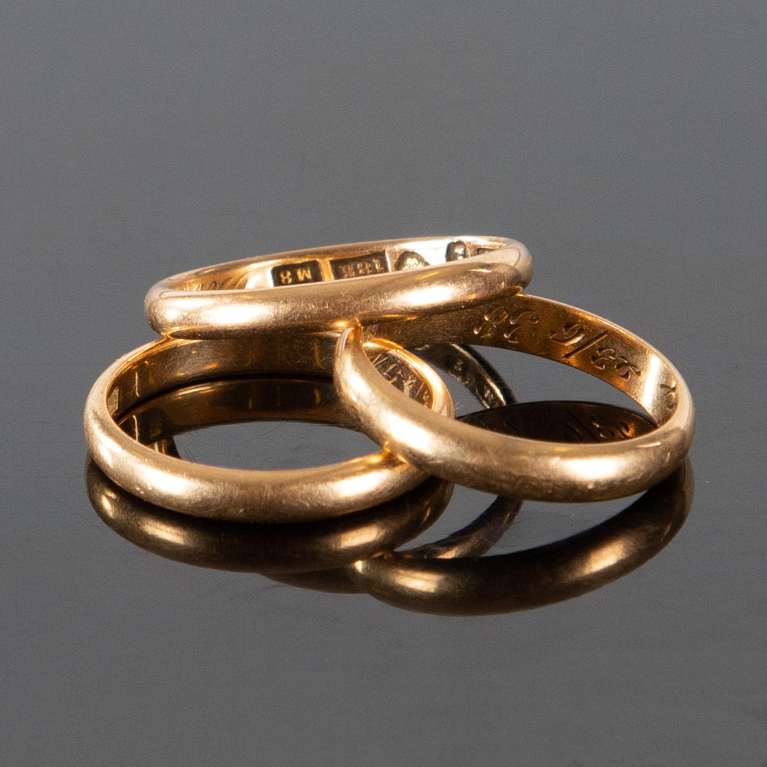 VIGSELRINGAR, 3 st 18 k guld, 11,48g.