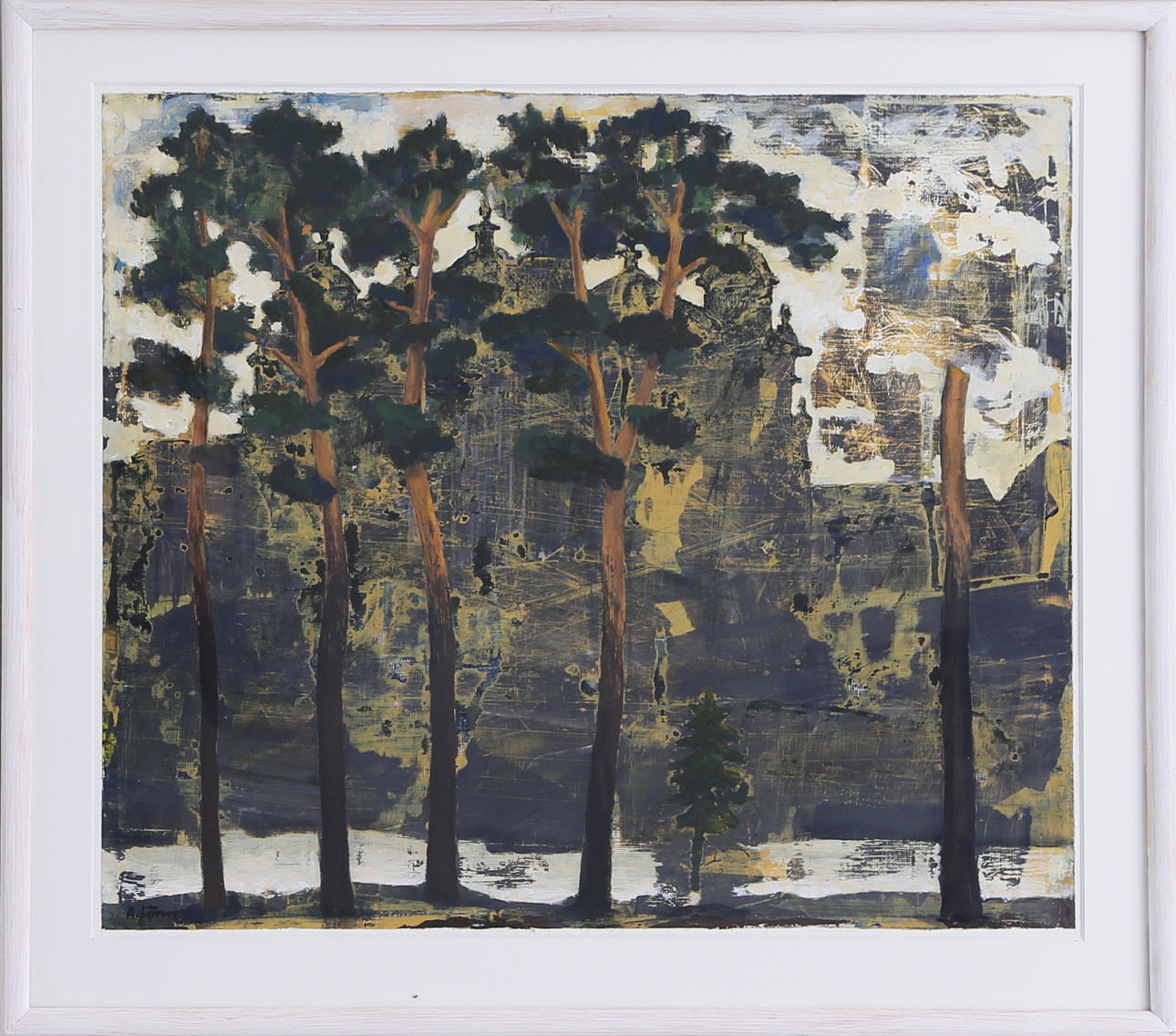 ANDERS LÖNN. Skogsmotiv, blandteknik, signerad.