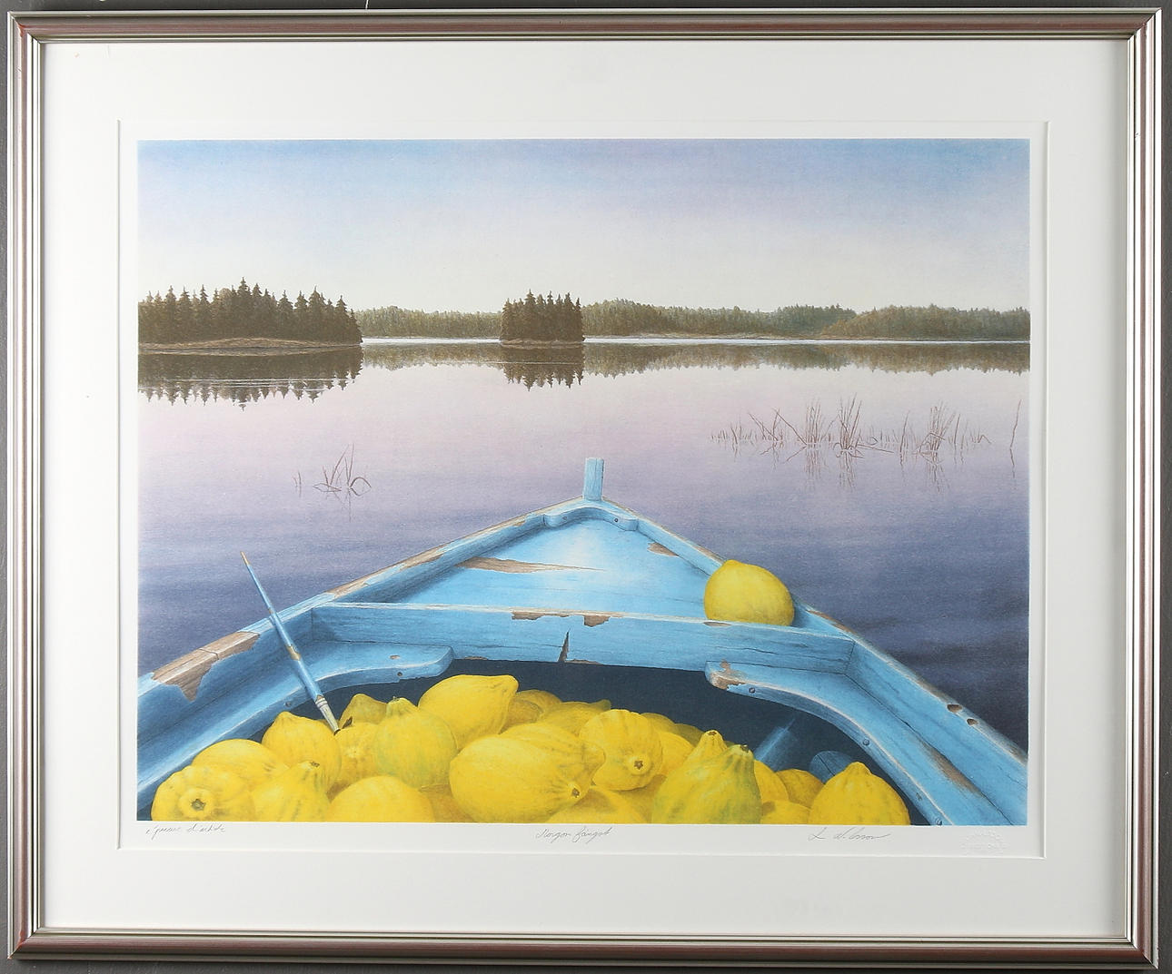 LENNART NILSSON. "Morgonfångst", färglitografi, signerad och märkt "epreuve d'artist".