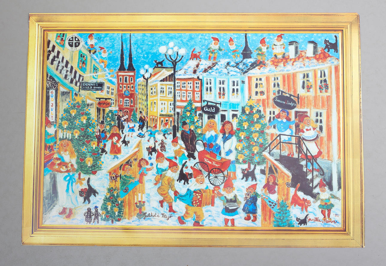 GUNILLA MANN. Plansch, "Juletid i Växjö", -92.