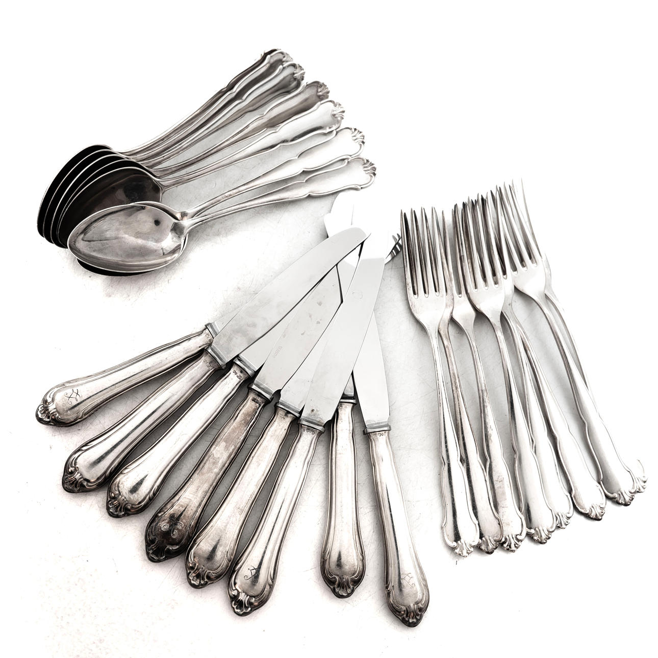 SAMLING BESTICK, 23 delar, Silver & Sterling Silver, 1900-tal.