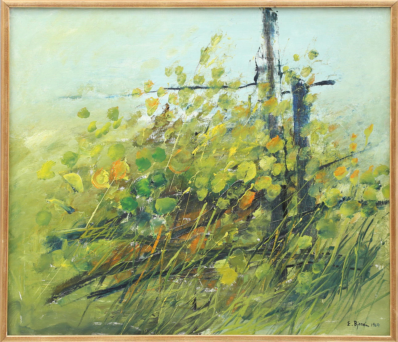 EKE BJERÉN. "Naturupplevelse", olja på duk, signerad E Bjerén och daterad 1969.