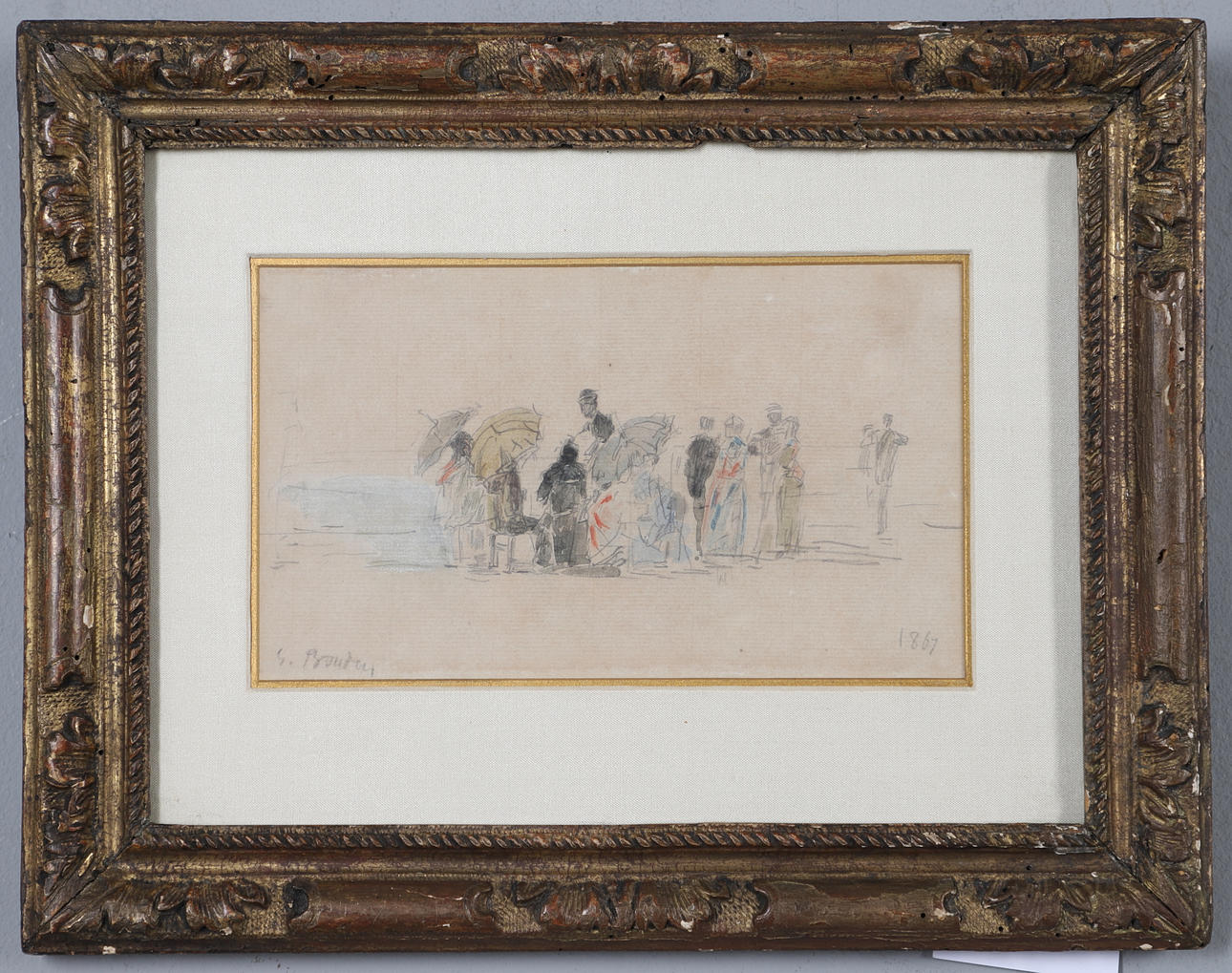 EUGENE BOUDIN (1824-1898). SUR LA PLAGE.