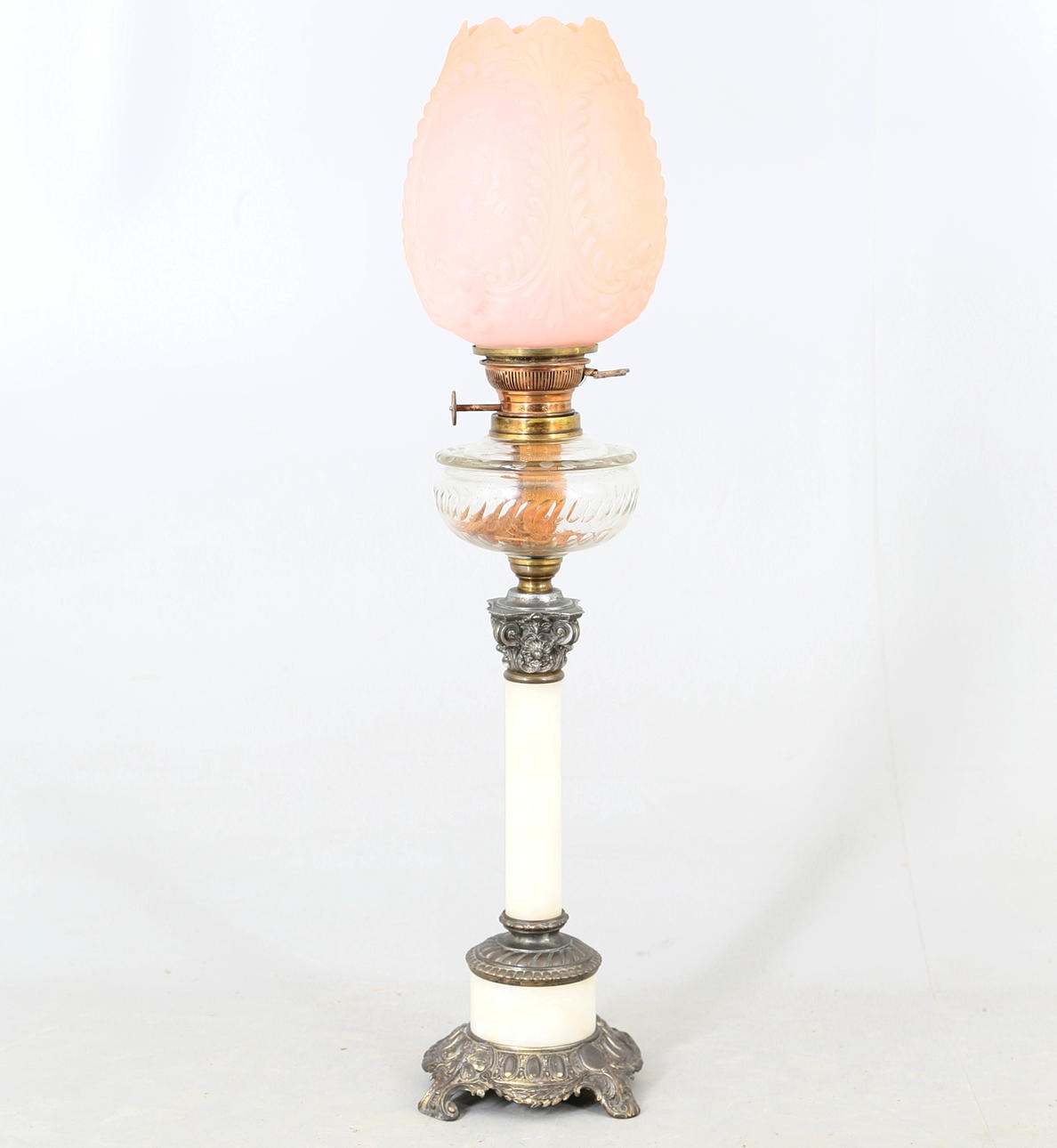 FOTOGENLAMPA, mässing och alabaster, 18/1900-tal.