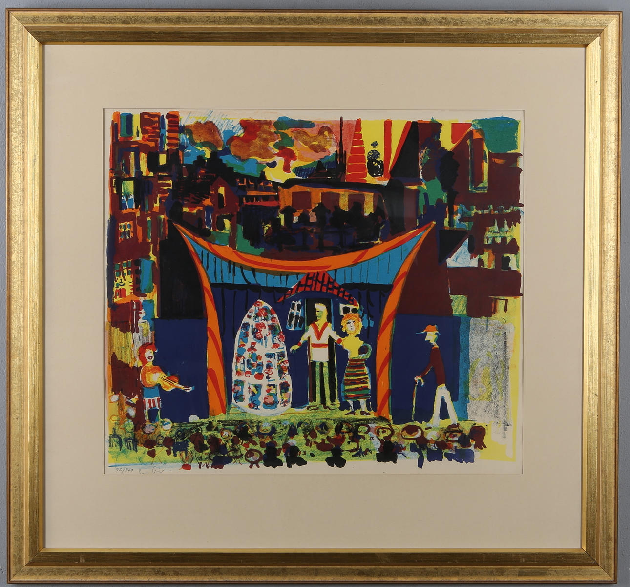 SVEN X:ET ERIXSON. Figurscen, färglitografi, signerad och numrerad 92/360.