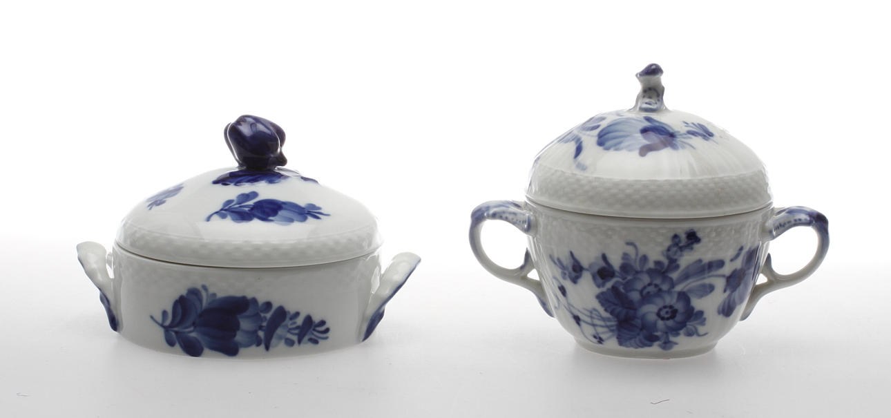 SOCKERSKÅLAR, 2 st, porslin, "Blå Blomster", Royal Copenhagen.
