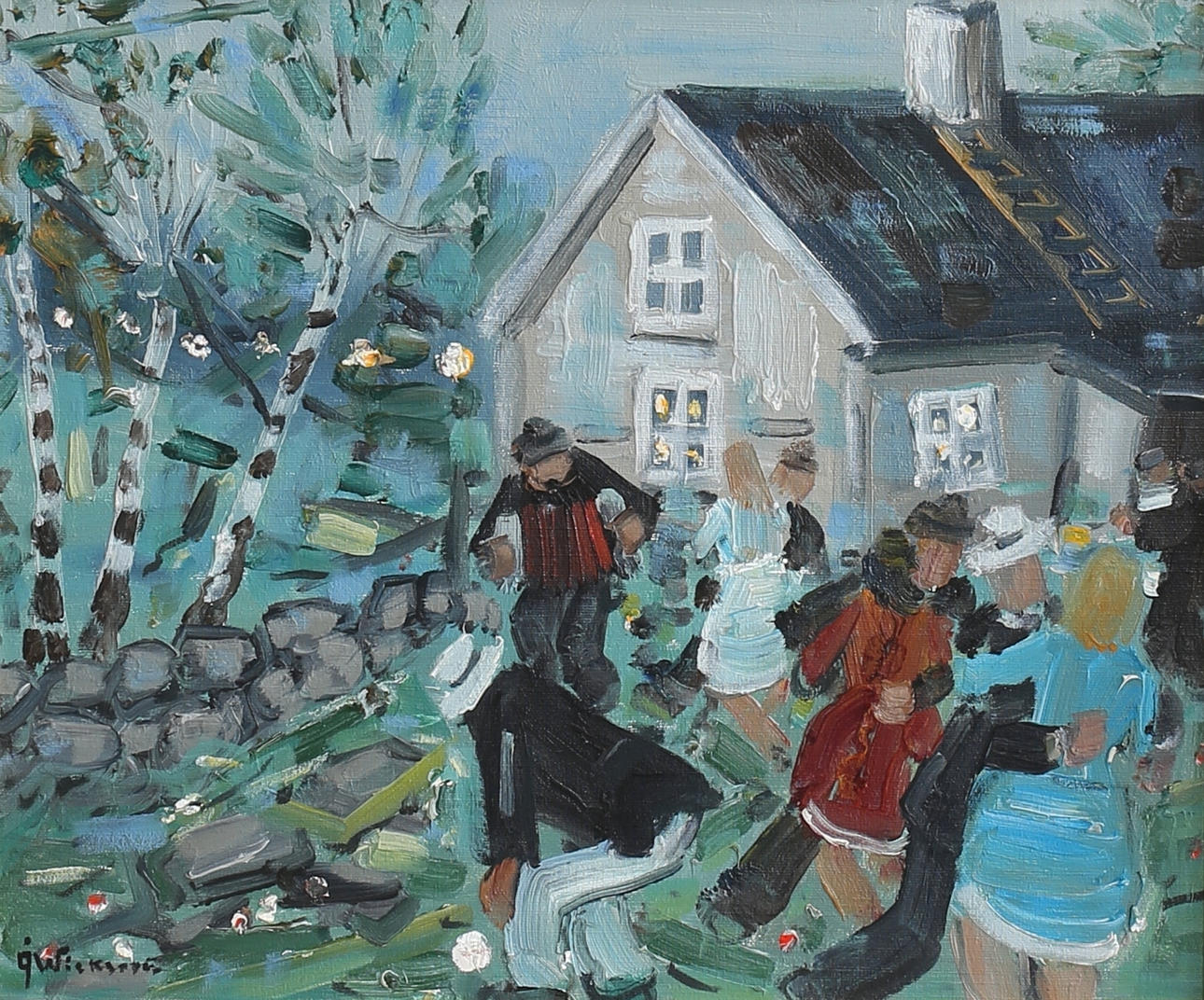 ÅKE WICKSTRÖM. Dans. Olja på duk, signerad.