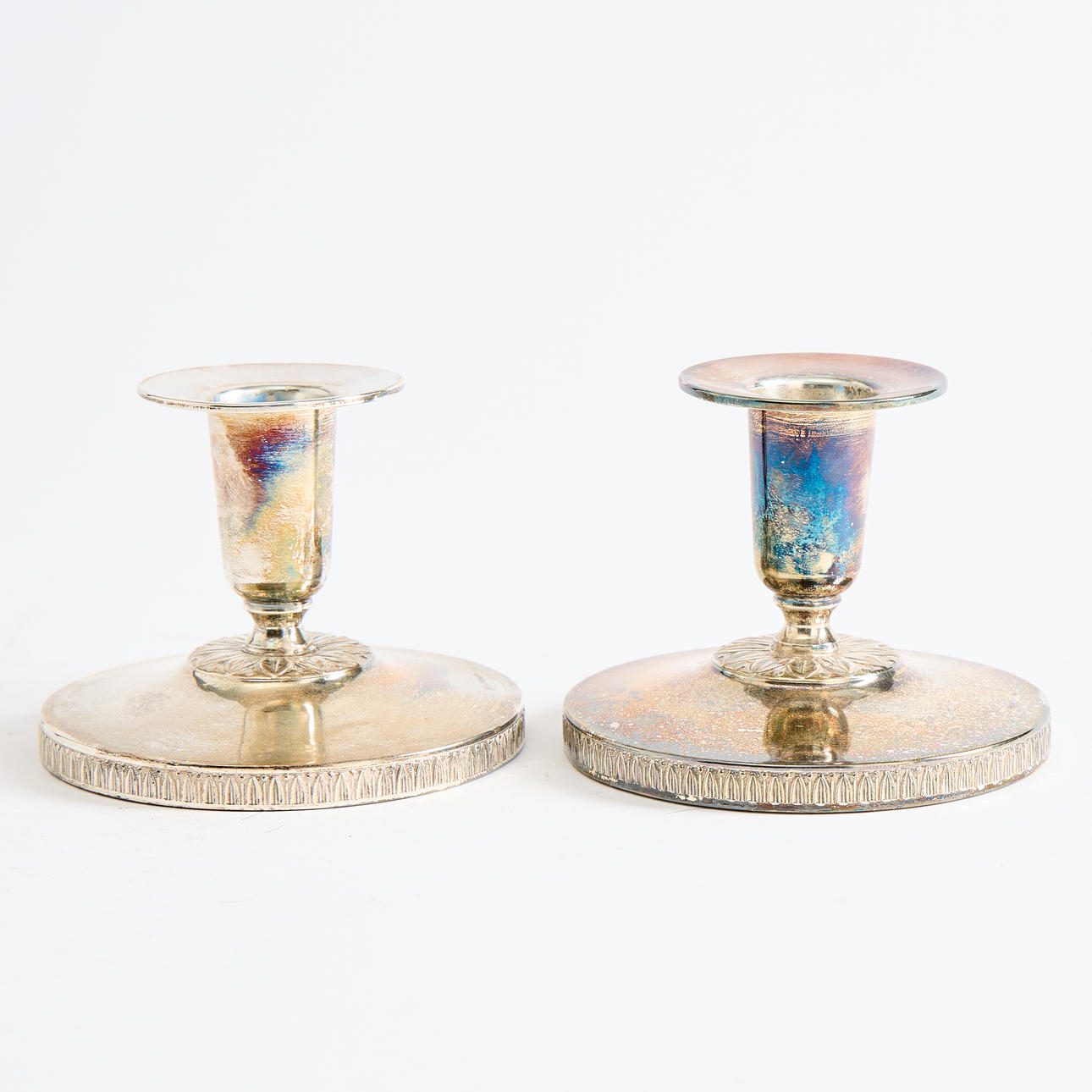 CANDLESTICKS, a pair, K&EC, silver, indistinct date marks.