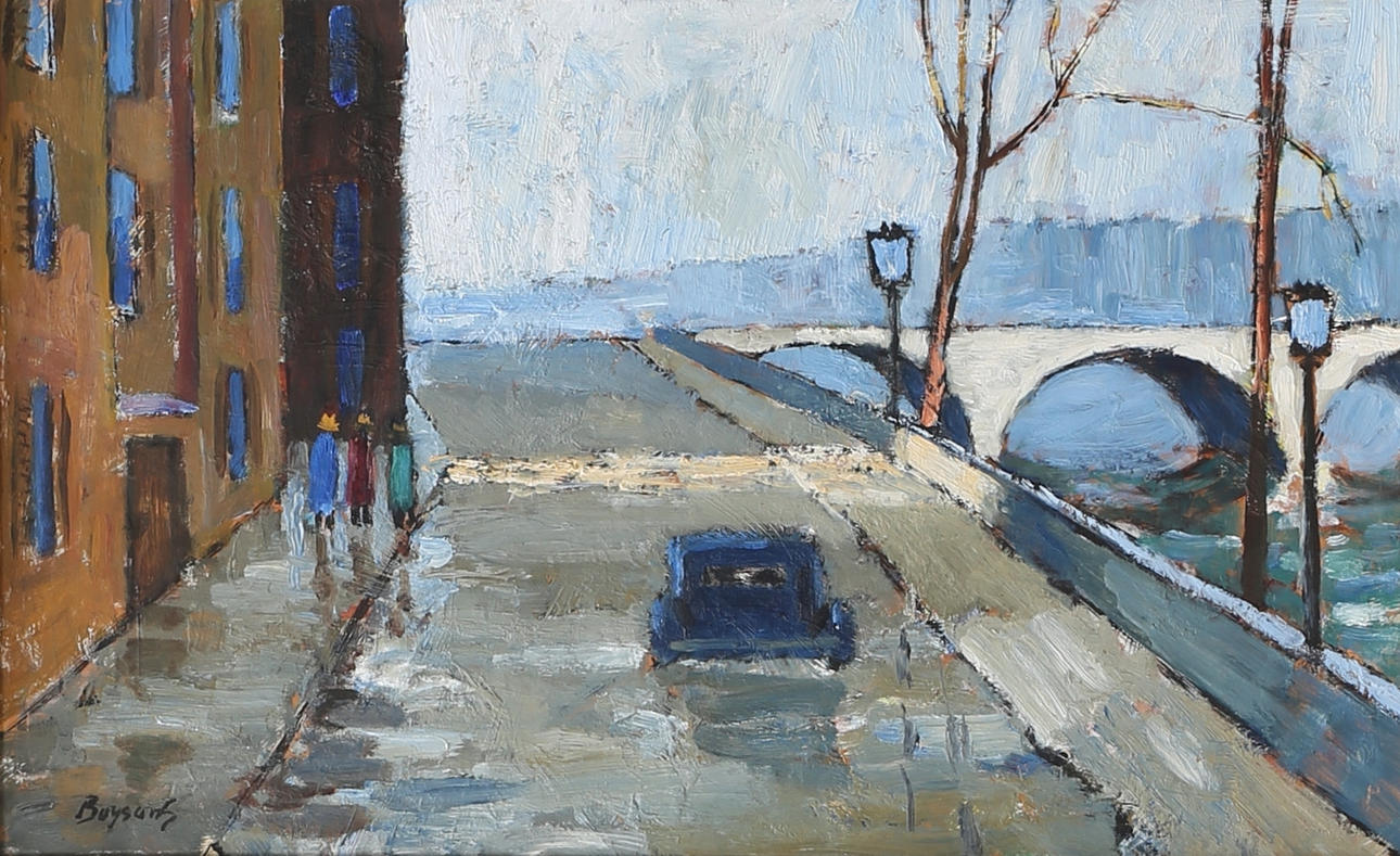 BOYSONS SJÖBERG. "Pariskaj, Seine". Olja på pannå, signerad.