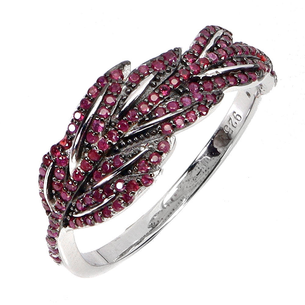 SILVER RUBY FEATHER RING.