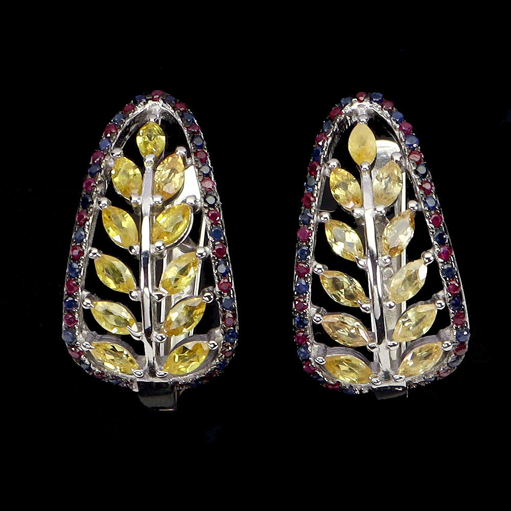YELLOW SAPPHIRE AND RUBY EARRINGS.
