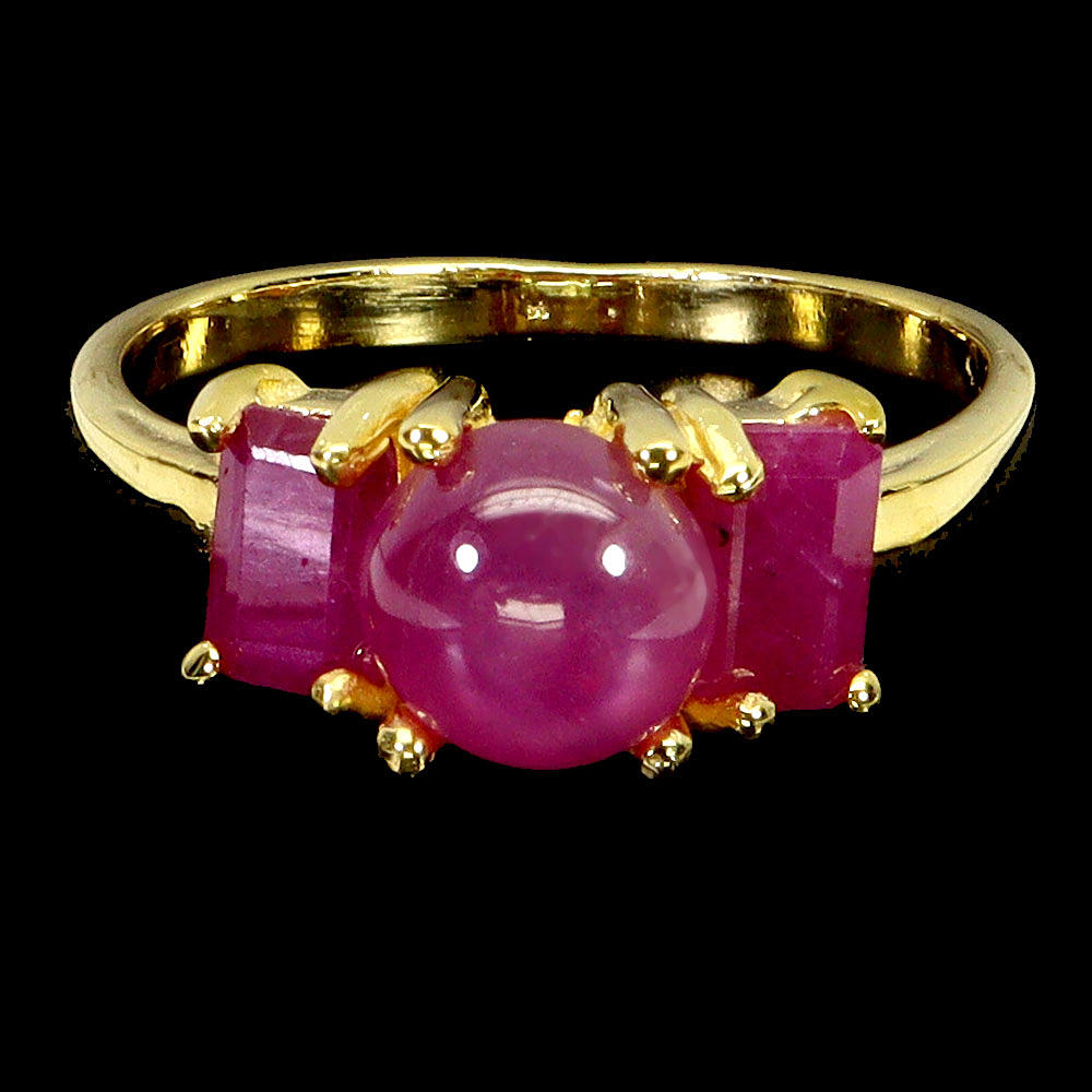 THREE STONE RUBY RING.