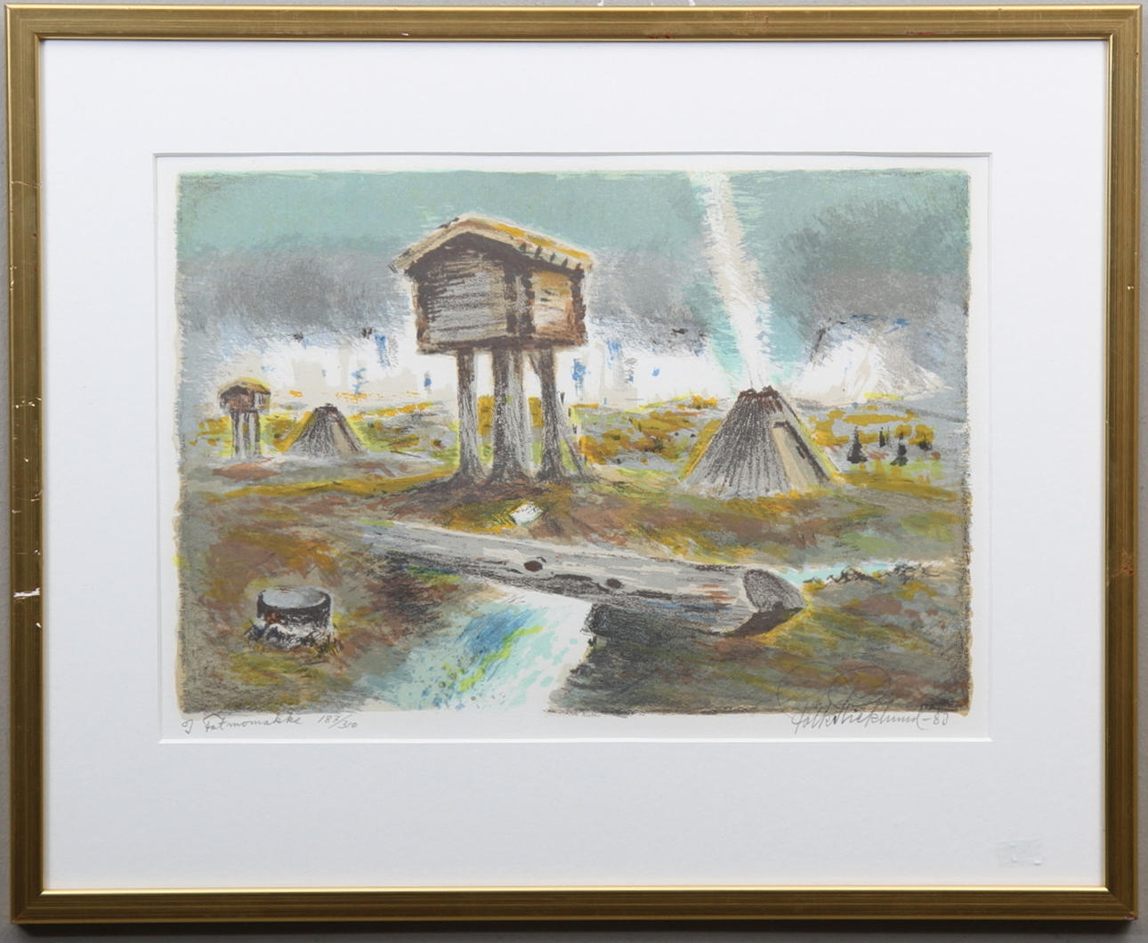 FOLKE RICKLUND. "Fatmomakke", litografi, sign, dat -83, numr 187/310.