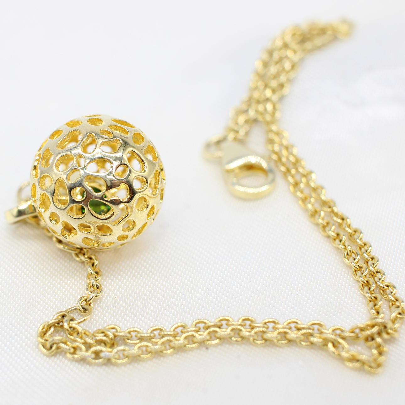GOLD PLATED SILVER BRACELET & BALL CHARM.