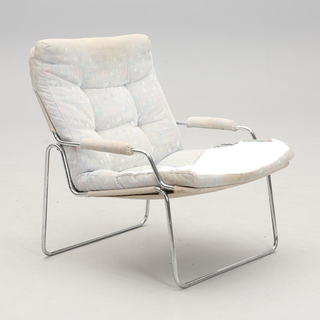 FÅTÖLJ, stålrör, 1970/80-tal.