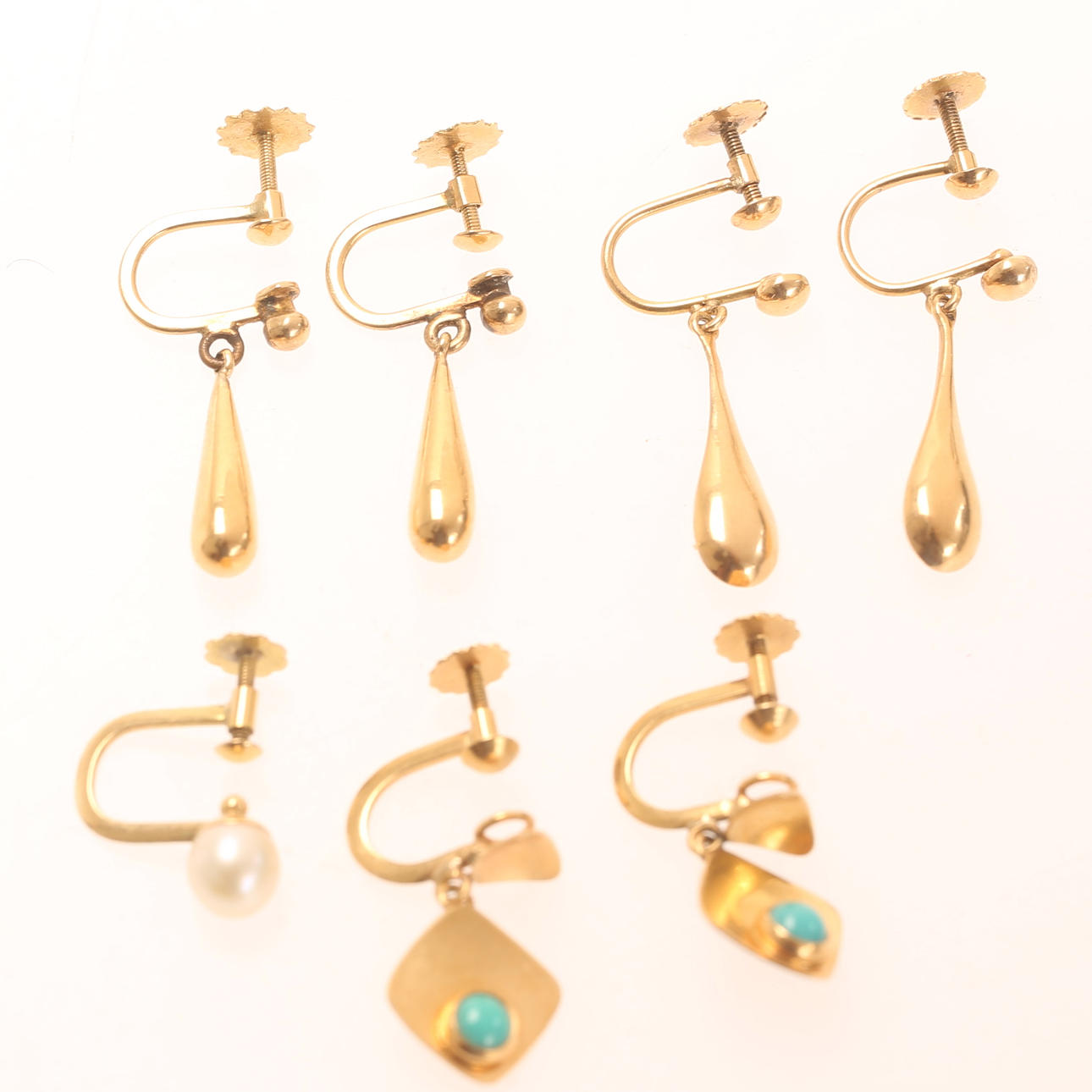 ÖRHÄNGEN, 7 stycken 18k guld.