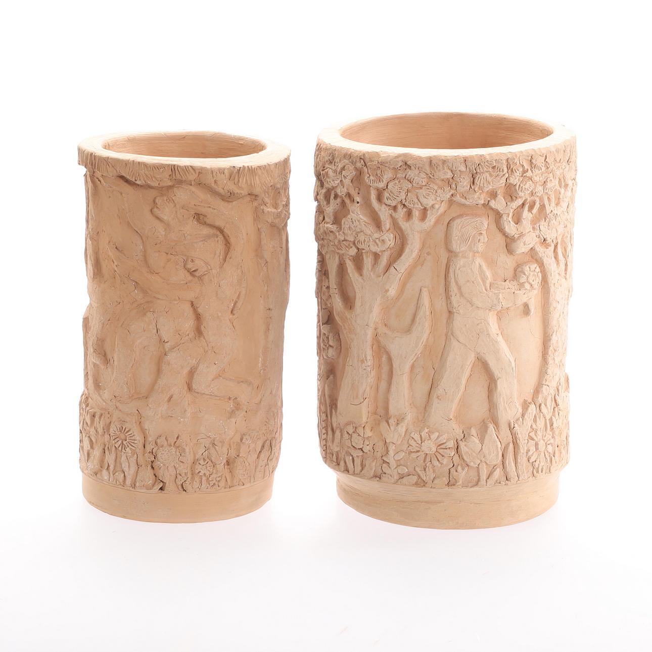 GUNNAR ÅKESSON. Vases, 2 pieces, terracotta, signed 1982.