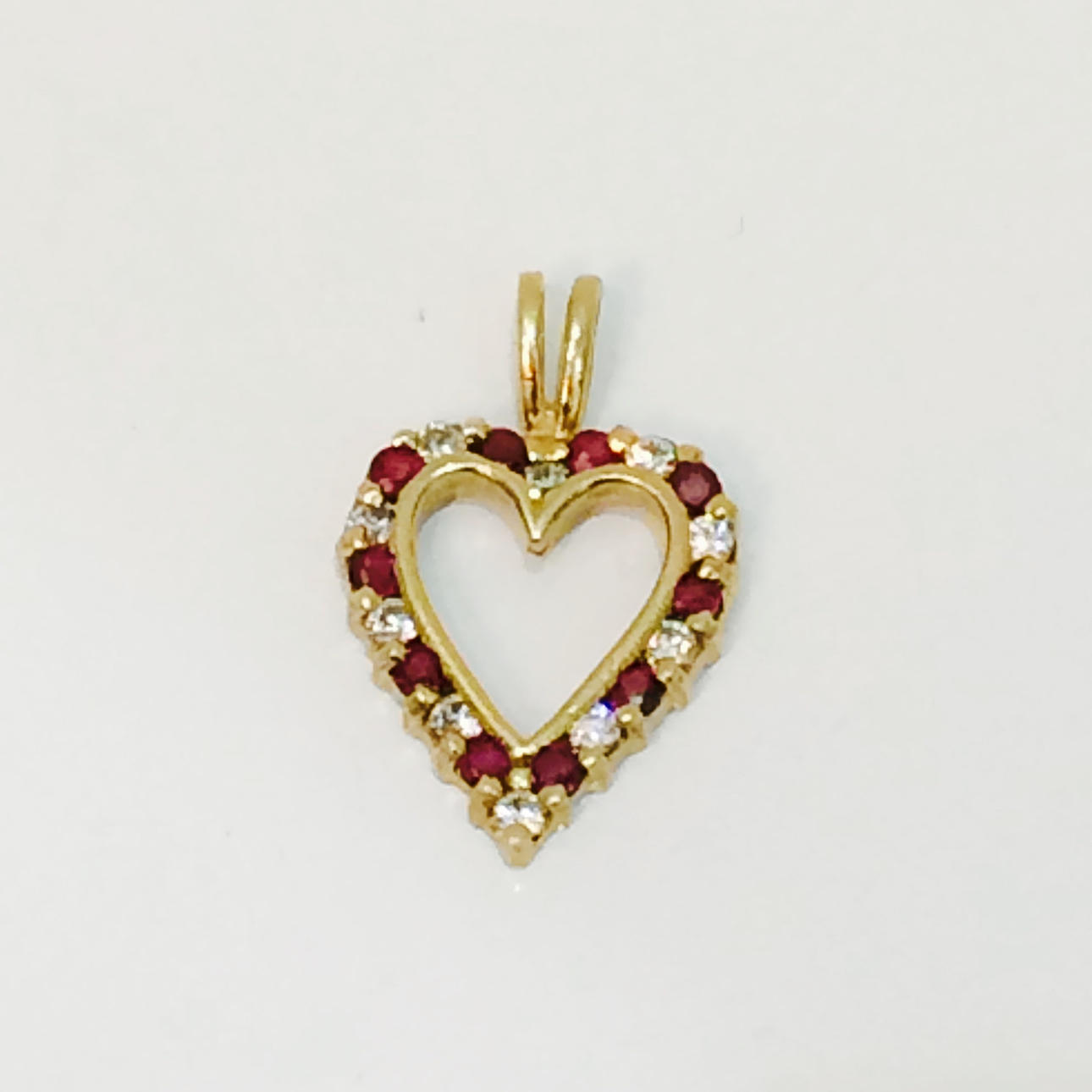 9CT GULT GULD RUBIN OCH CZ HÄNGE.