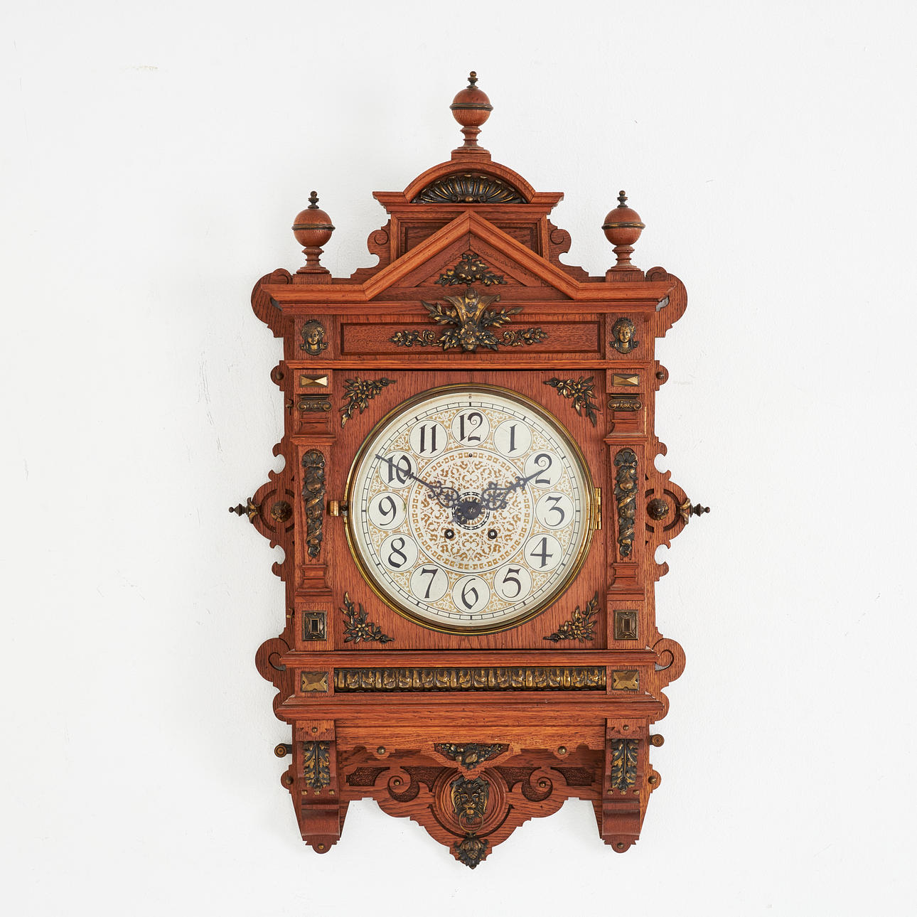 WALL CLOCK. Lenzkirch, Neo-Renaissance, wooden case, details in ...
